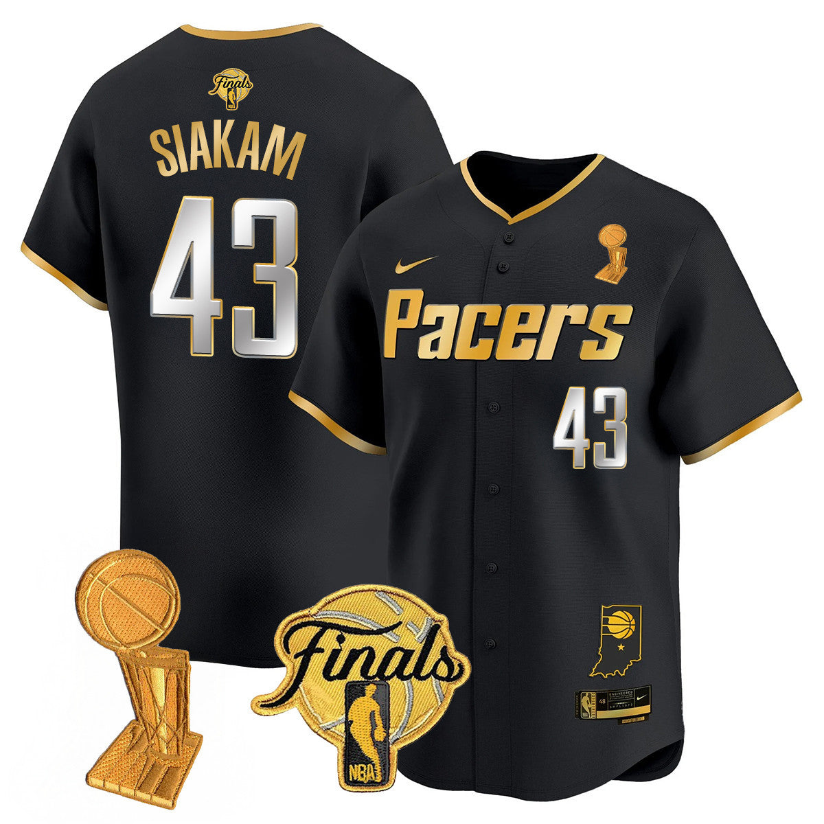 Men's Indiana Pacers Swingman Baseball Jersey - Final + Trophy Patch - All Stitched