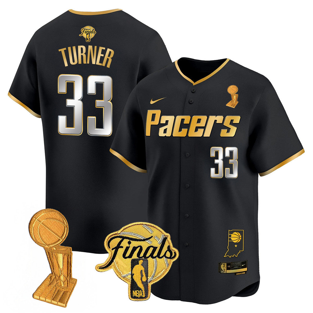 Men's Indiana Pacers Swingman Baseball Jersey - Final + Trophy Patch - All Stitched