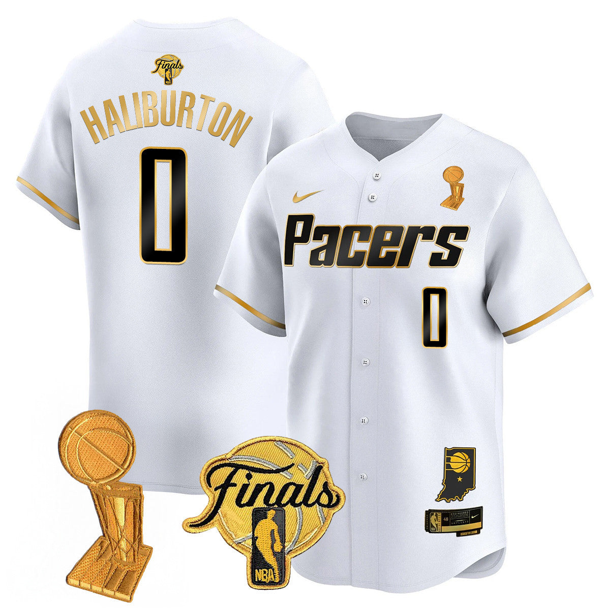 Men's Indiana Pacers Swingman Baseball Jersey - Final + Trophy Patch - All Stitched