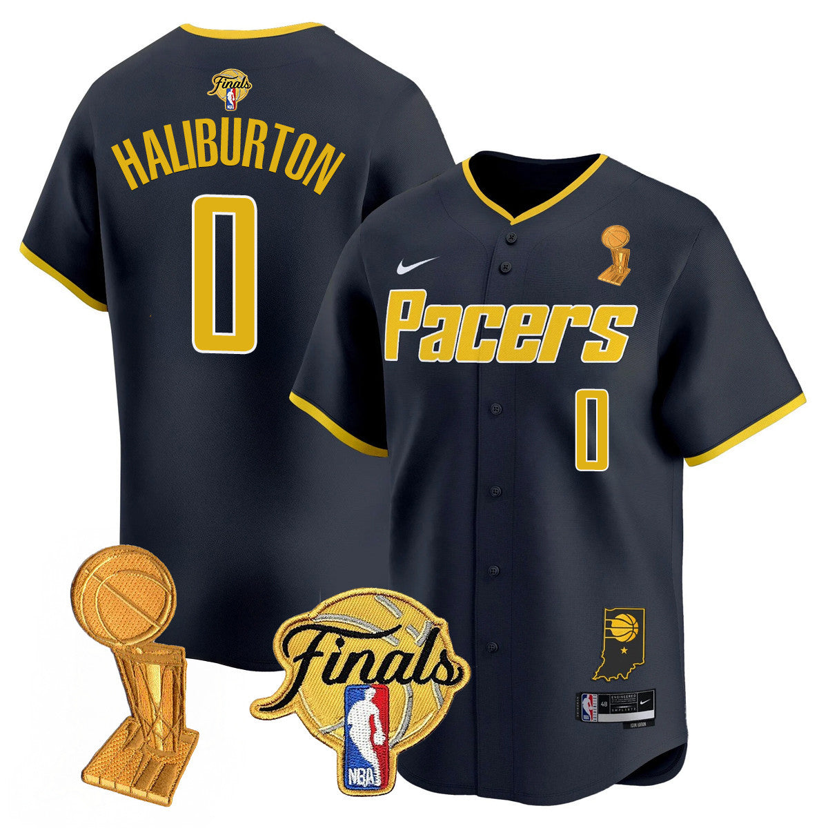 Men's Indiana Pacers Swingman Baseball Jersey - Final + Trophy Patch - All Stitched