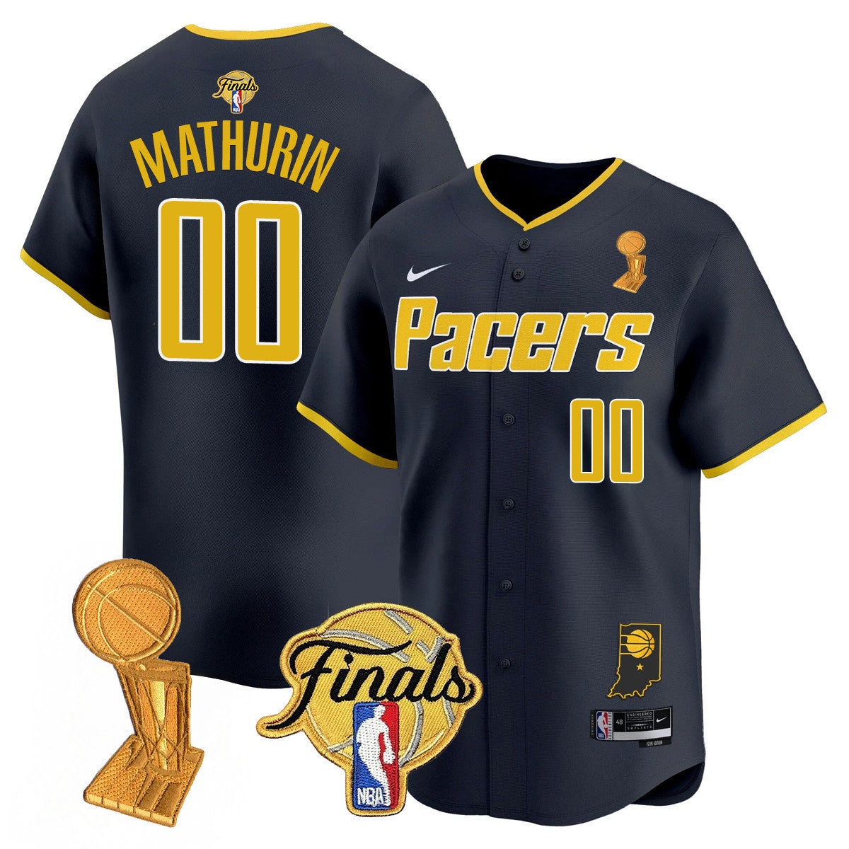Men's Indiana Pacers Swingman Baseball Jersey - Final + Trophy Patch - All Stitched