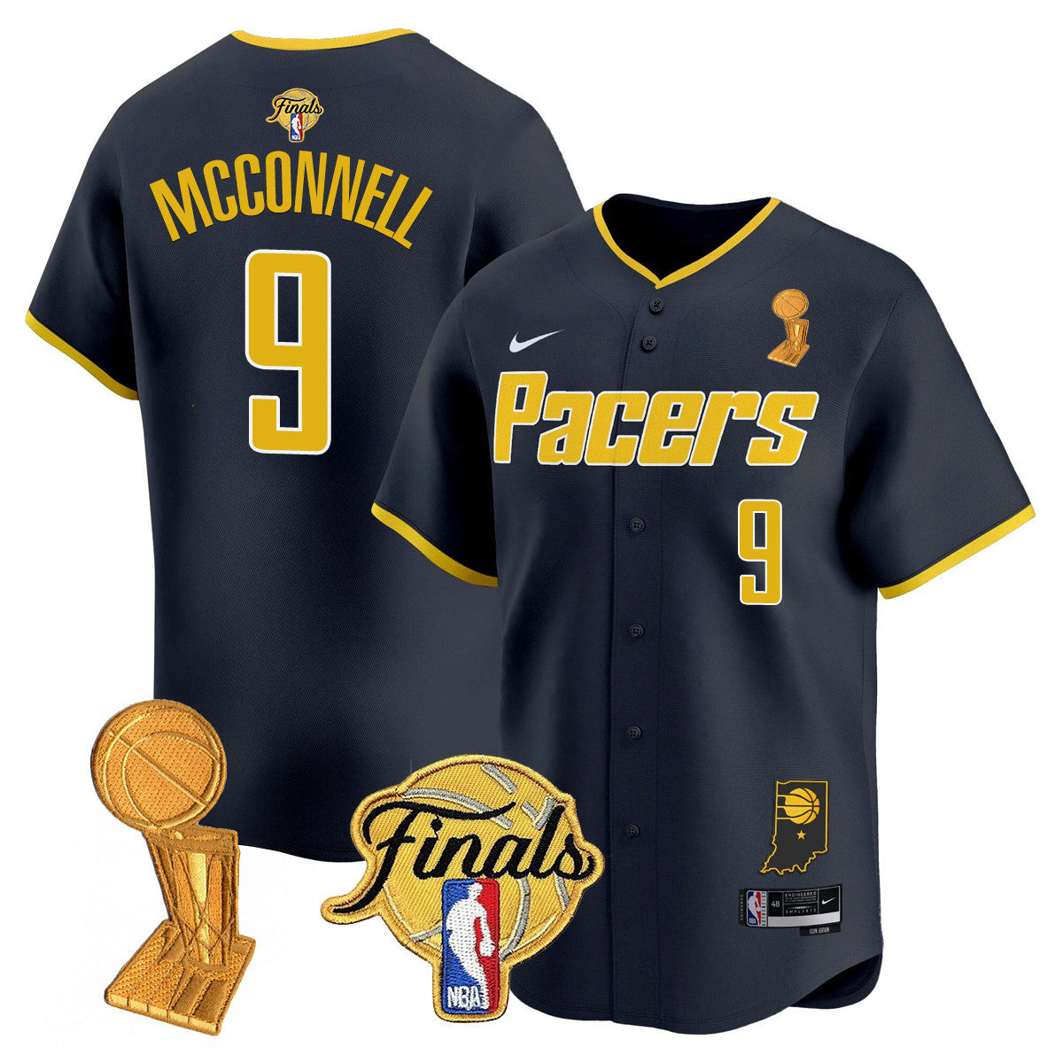 Men's Indiana Pacers Swingman Baseball Jersey - Final + Trophy Patch - All Stitched