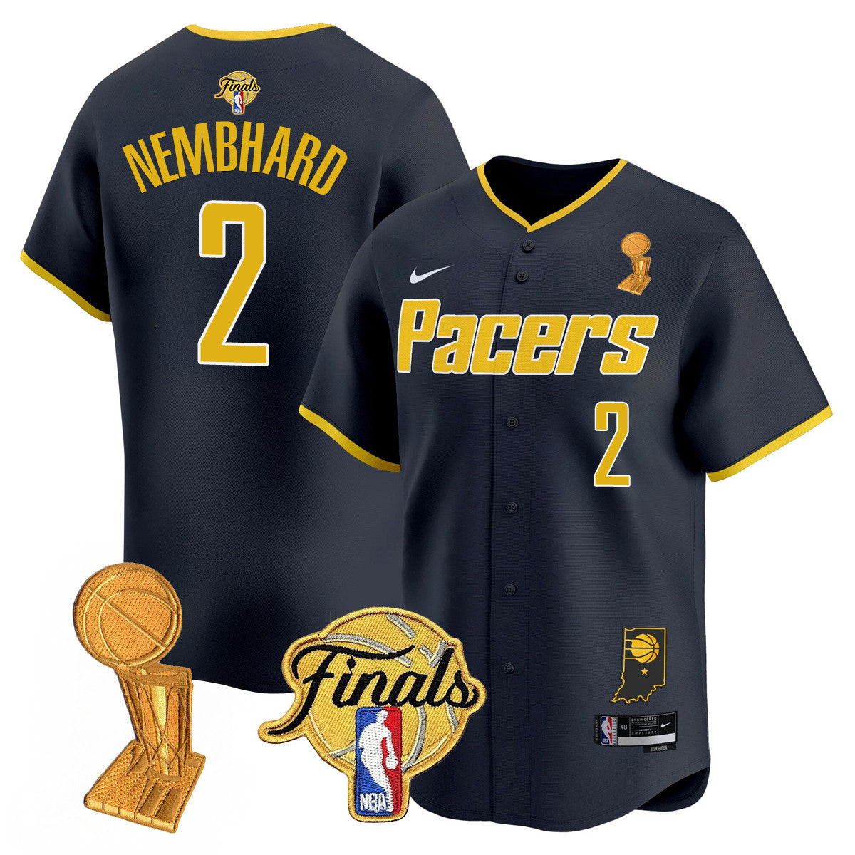 Men's Indiana Pacers Swingman Baseball Jersey - Final + Trophy Patch - All Stitched