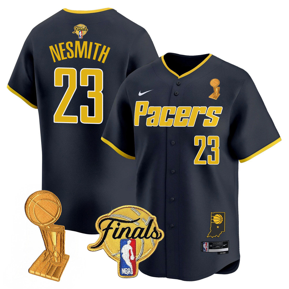 Men's Indiana Pacers Swingman Baseball Jersey - Final + Trophy Patch - All Stitched