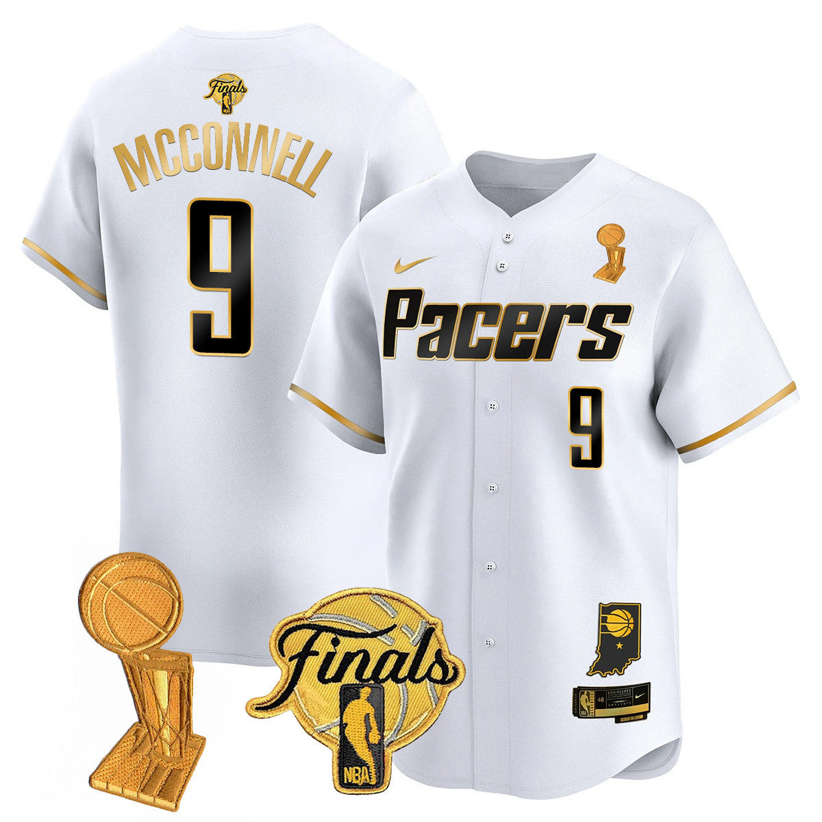 Men's Indiana Pacers Swingman Baseball Jersey - Final + Trophy Patch - All Stitched