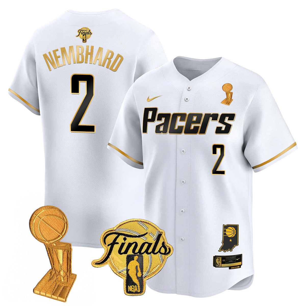 Men's Indiana Pacers Swingman Baseball Jersey - Final + Trophy Patch - All Stitched