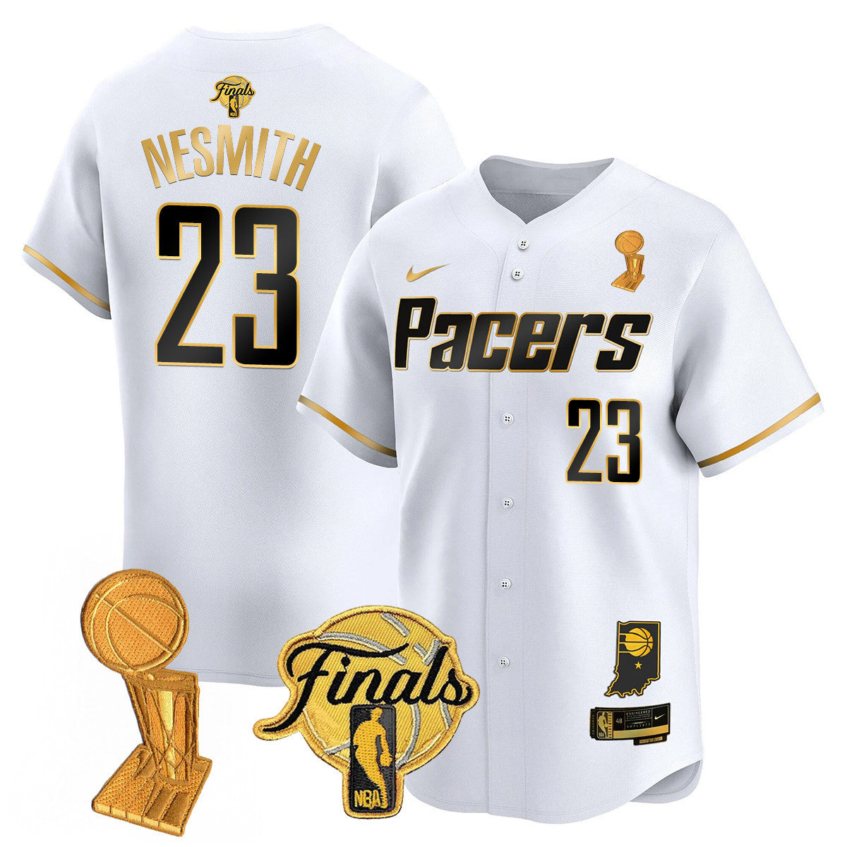 Men's Indiana Pacers Swingman Baseball Jersey - Final + Trophy Patch - All Stitched