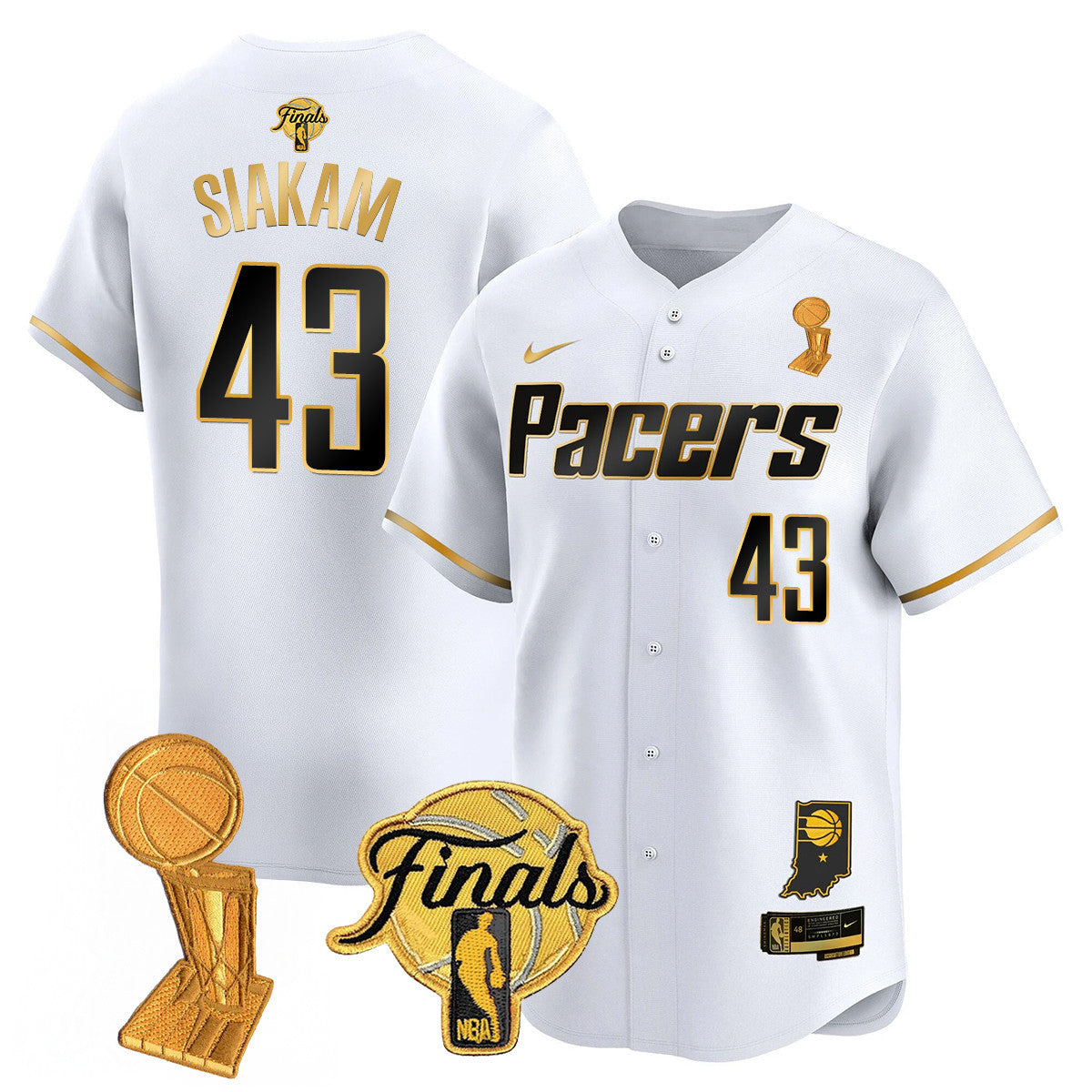 Men's Indiana Pacers Swingman Baseball Jersey - Final + Trophy Patch - All Stitched