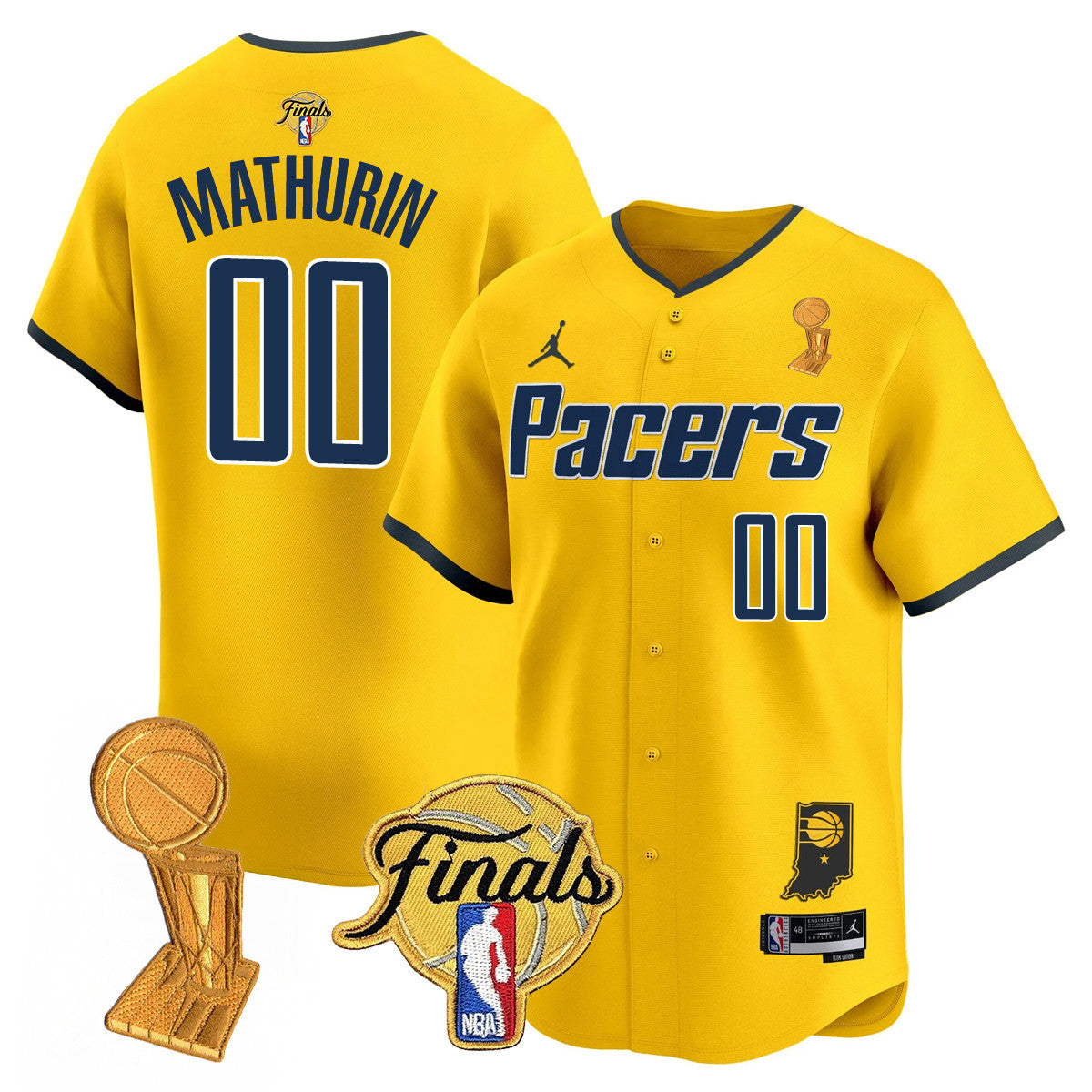 Men's Indiana Pacers Swingman Baseball Jersey - Final + Trophy Patch - All Stitched