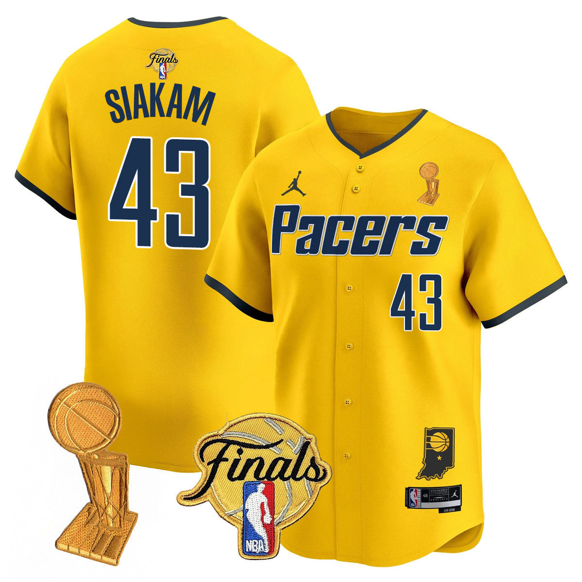 Men's Indiana Pacers Swingman Baseball Jersey - Final + Trophy Patch - All Stitched