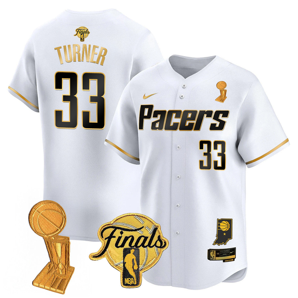 Men's Indiana Pacers Swingman Baseball Jersey - Final + Trophy Patch - All Stitched