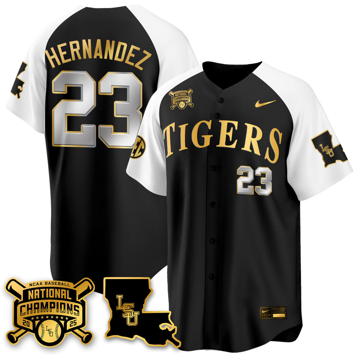 Men's LSU Tigers 2025 World Series Champions Limited Gold Jersey - All Stitched
