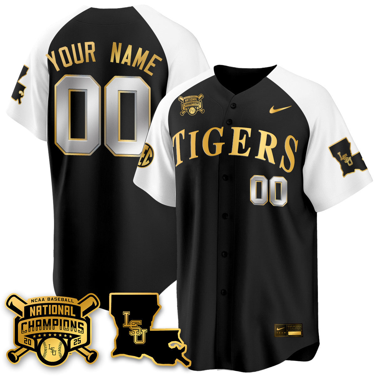 Men's LSU Tigers 2025 World Series Champions Limited Gold Jersey - All Stitched