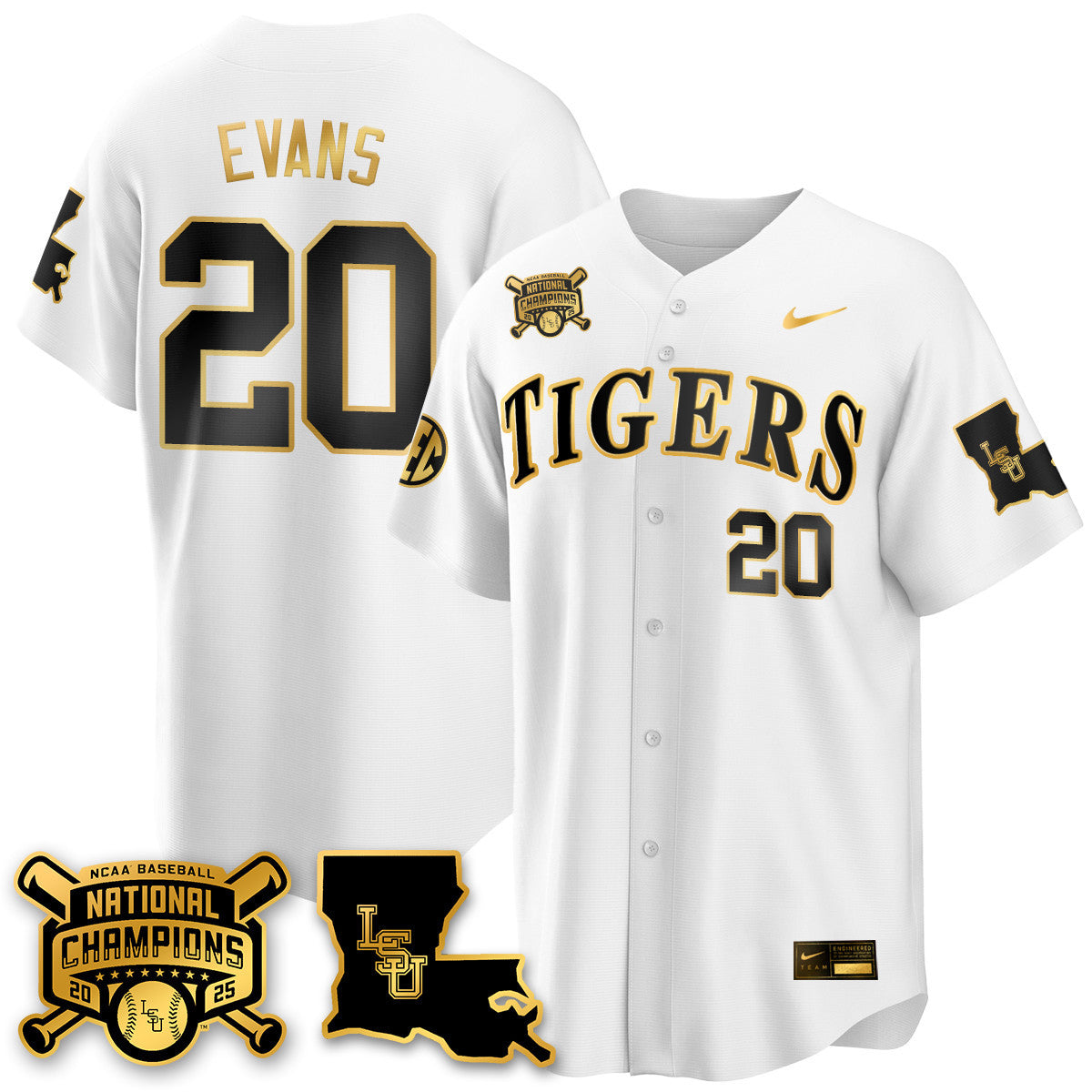 Men's LSU Tigers 2025 World Series Champions Limited Gold Jersey - All Stitched