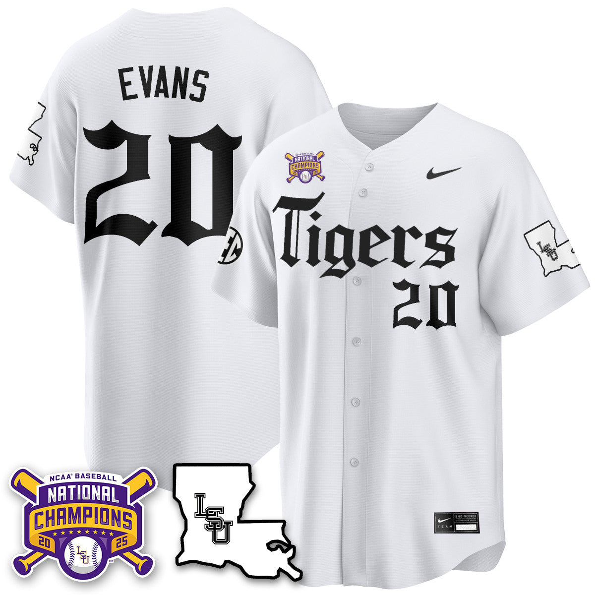 Men's LSU Tigers 2025 World Series Champions 'Gothic Geaux Edition' Jersey - All Stitched