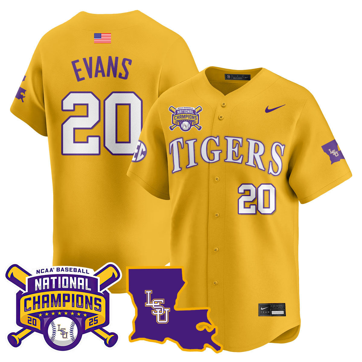 Men's LSU Tigers 2025 World Series Champions Limited Jersey - All Stitched