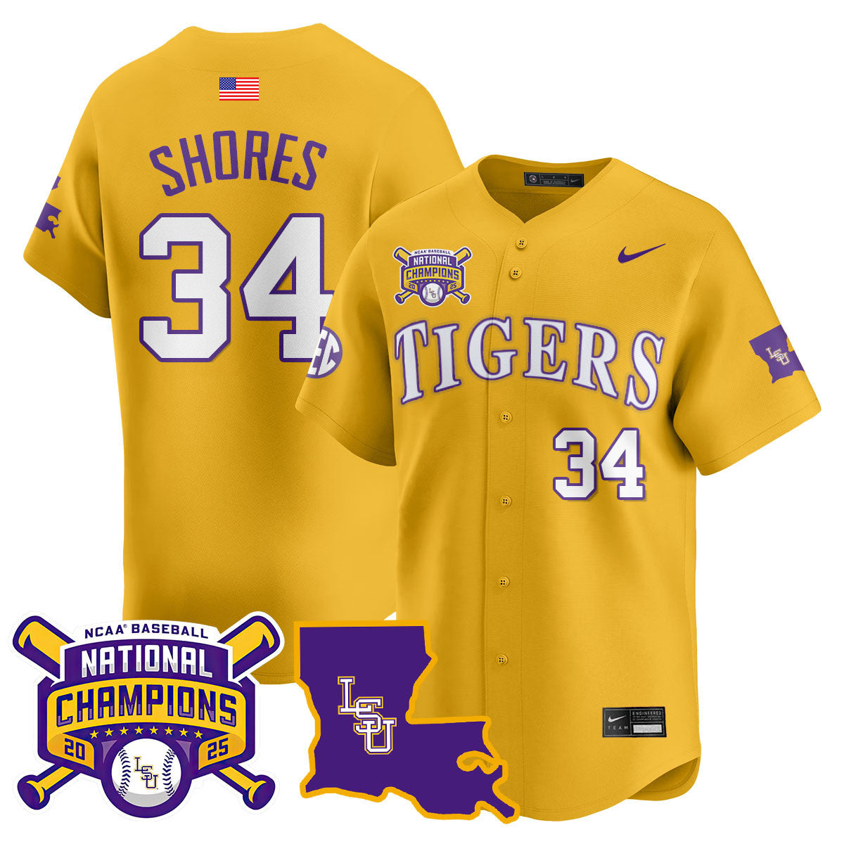 Men's LSU Tigers 2025 World Series Champions Limited Jersey - All Stitched