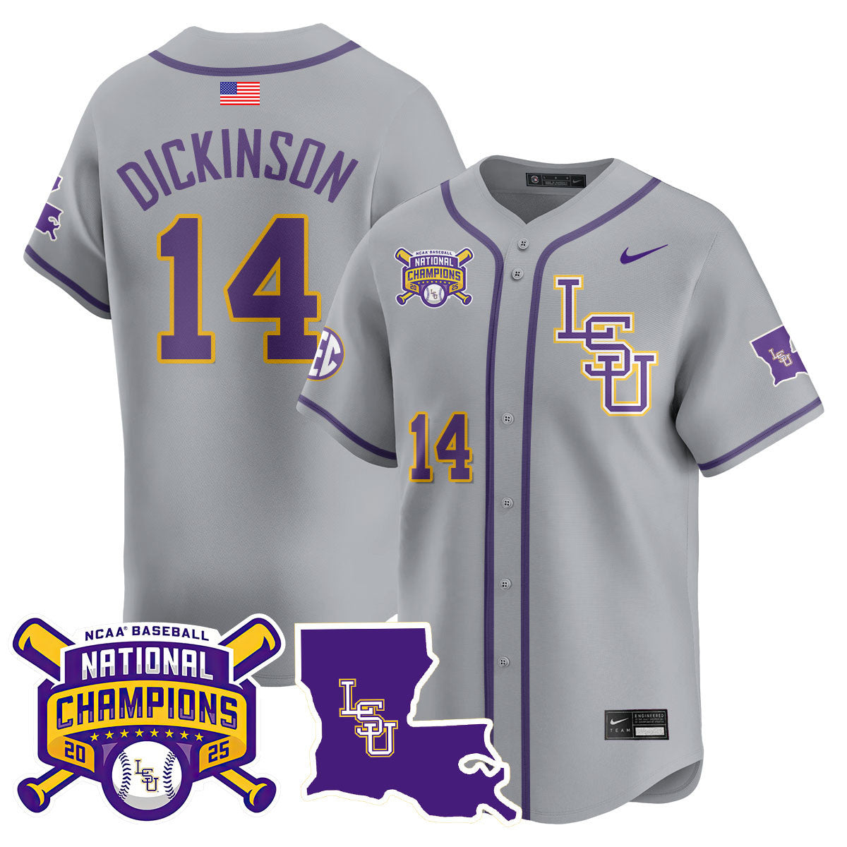 Men's LSU Tigers 2025 World Series Champions Limited Jersey - All Stitched