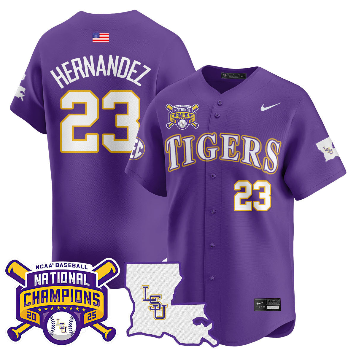 Men's LSU Tigers 2025 World Series Champions Limited Jersey - All Stitched