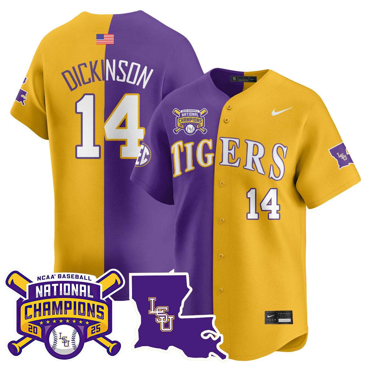 Men's LSU Tigers 2025 World Series Champions Limited Jersey - All Stitched