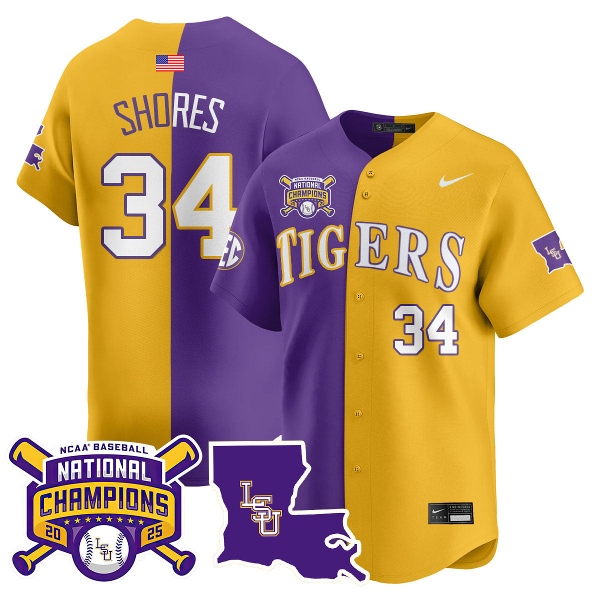 Men's LSU Tigers 2025 World Series Champions Limited Jersey - All Stitched