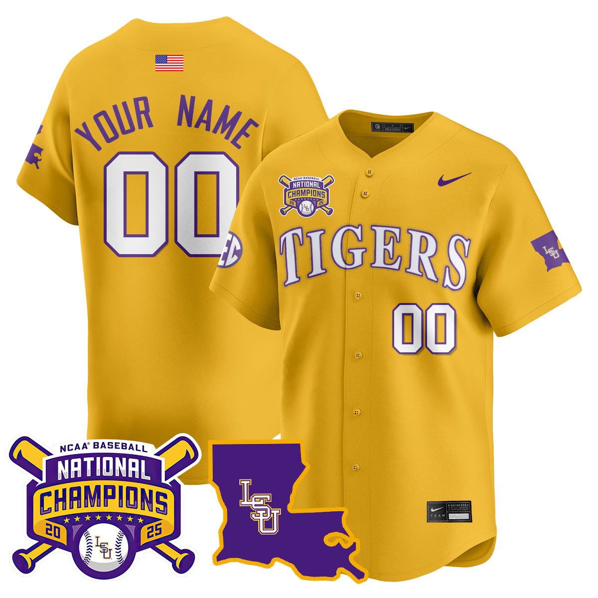 Custom LSU Tigers 2025 World Series Champions Limited Jersey - All Stitched