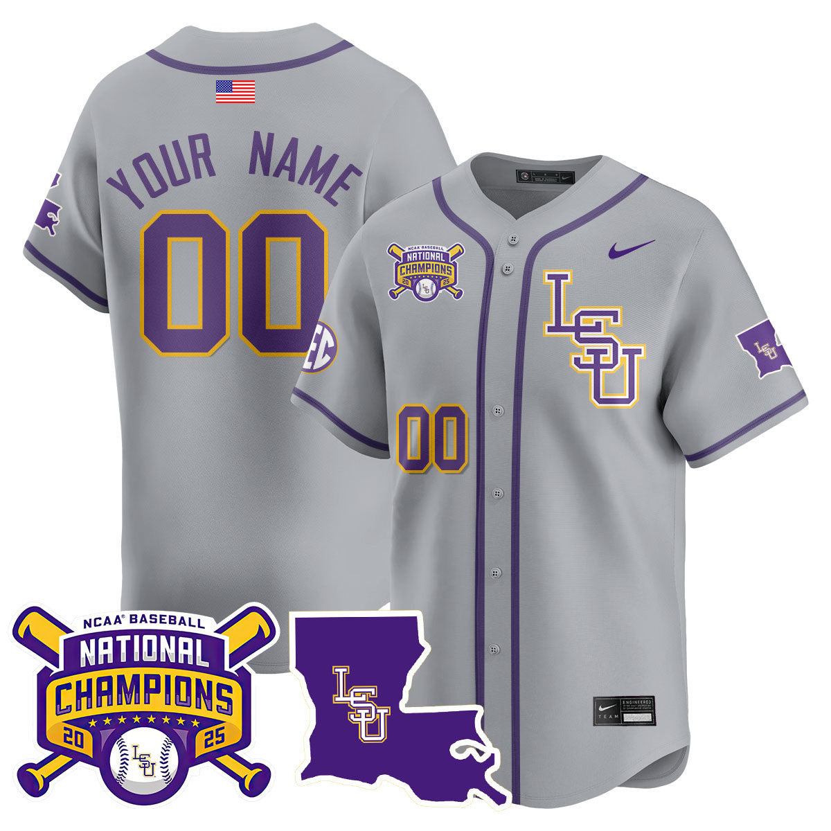 Custom LSU Tigers 2025 World Series Champions Limited Jersey - All Stitched