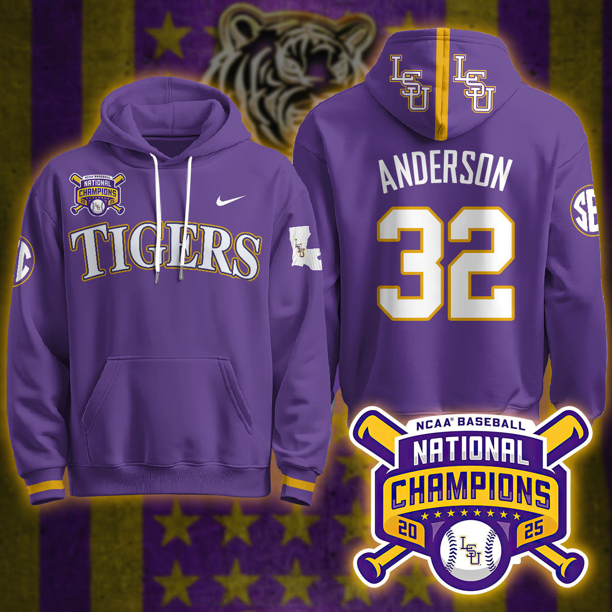 LSU Tigers 2025 World Series Champions Limited Hoodie - All Stitched