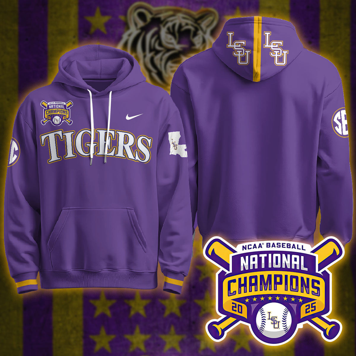 LSU Tigers 2025 World Series Champions Limited Hoodie - All Stitched
