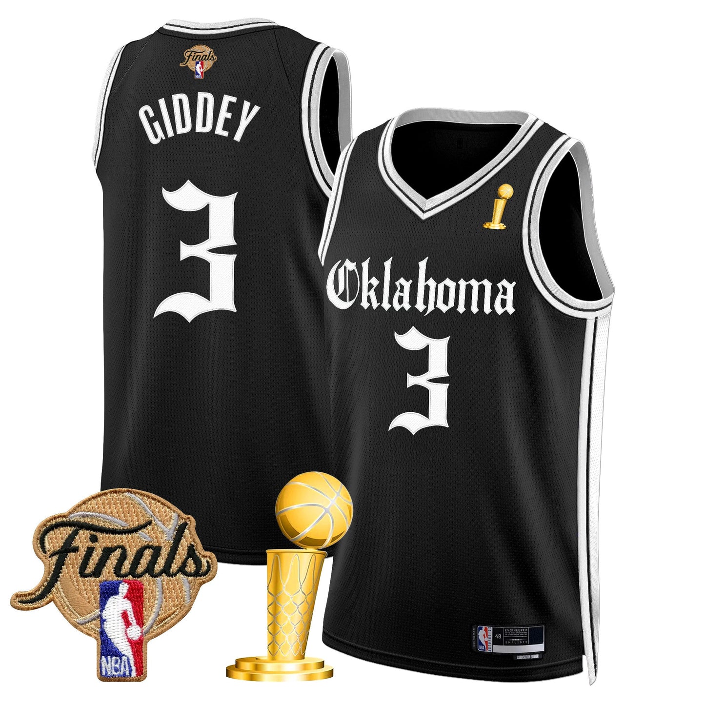 Men's Oklahoma City Thunder 2025 Champions 'Gothic Storm Edition' Swingman Jersey - All Stitched