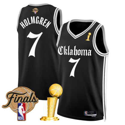Men's Oklahoma City Thunder 2025 Champions 'Gothic Storm Edition' Swingman Jersey - All Stitched