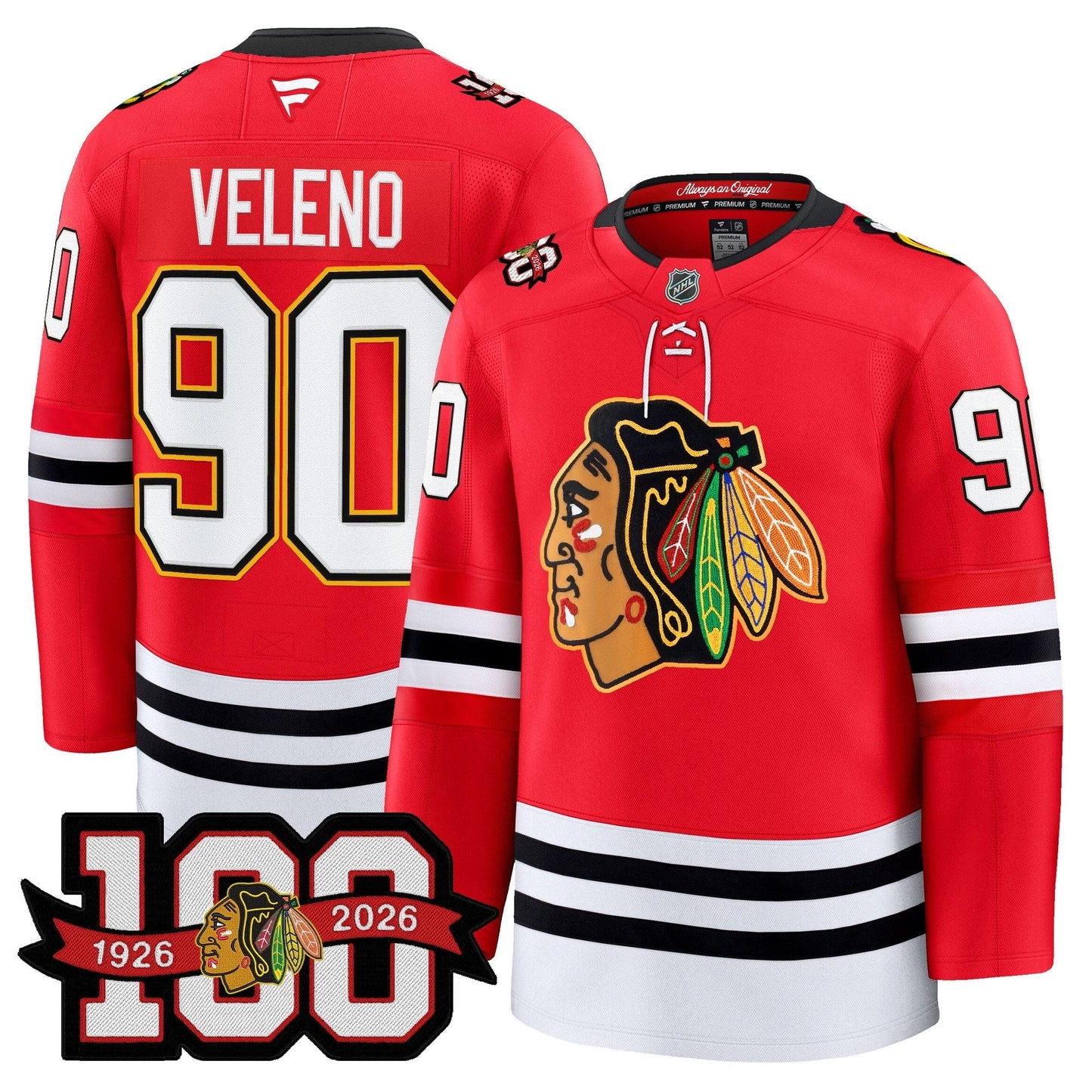 Men's Chicago Blackhawks 100th Anniversary Premium Jersey - All Stitched