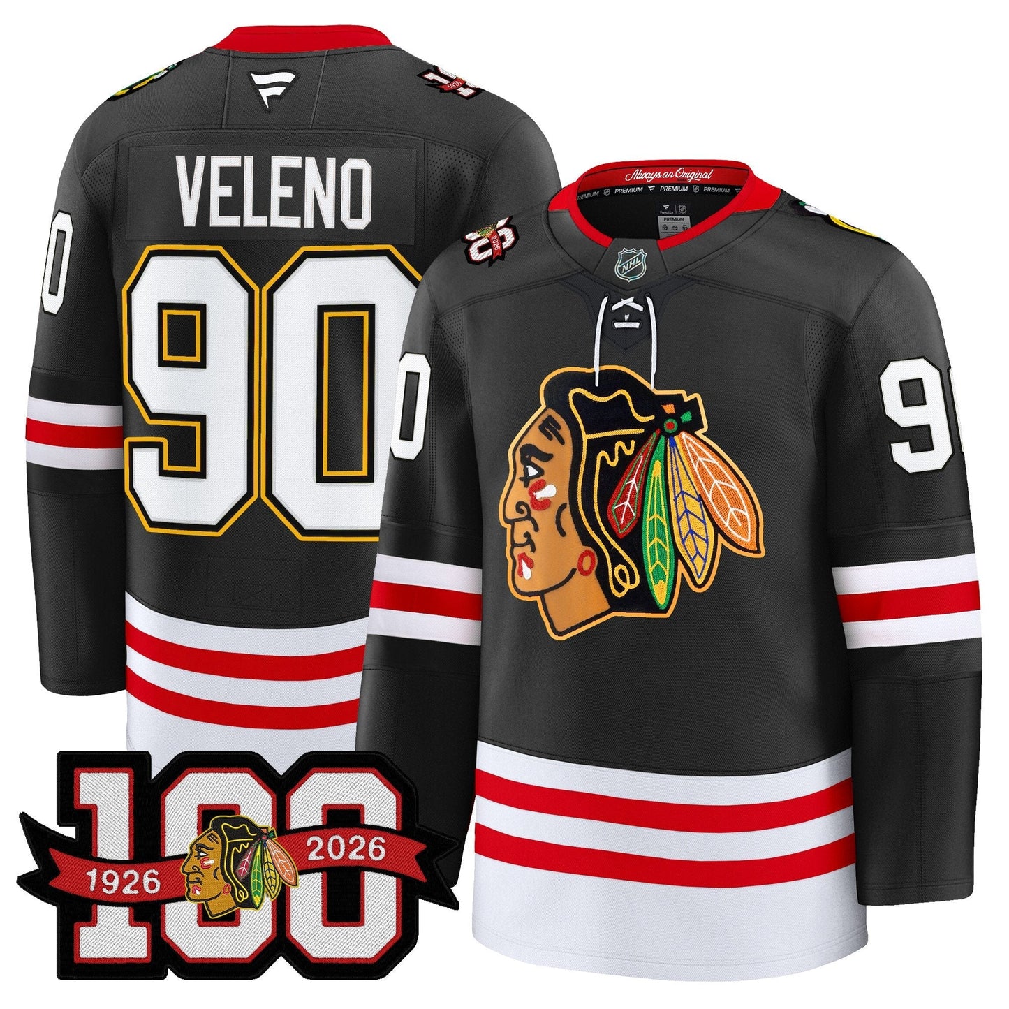 Men's Chicago Blackhawks 100th Anniversary Premium Jersey - All Stitched