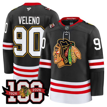 Men's Chicago Blackhawks 100th Anniversary Premium Jersey - All Stitched