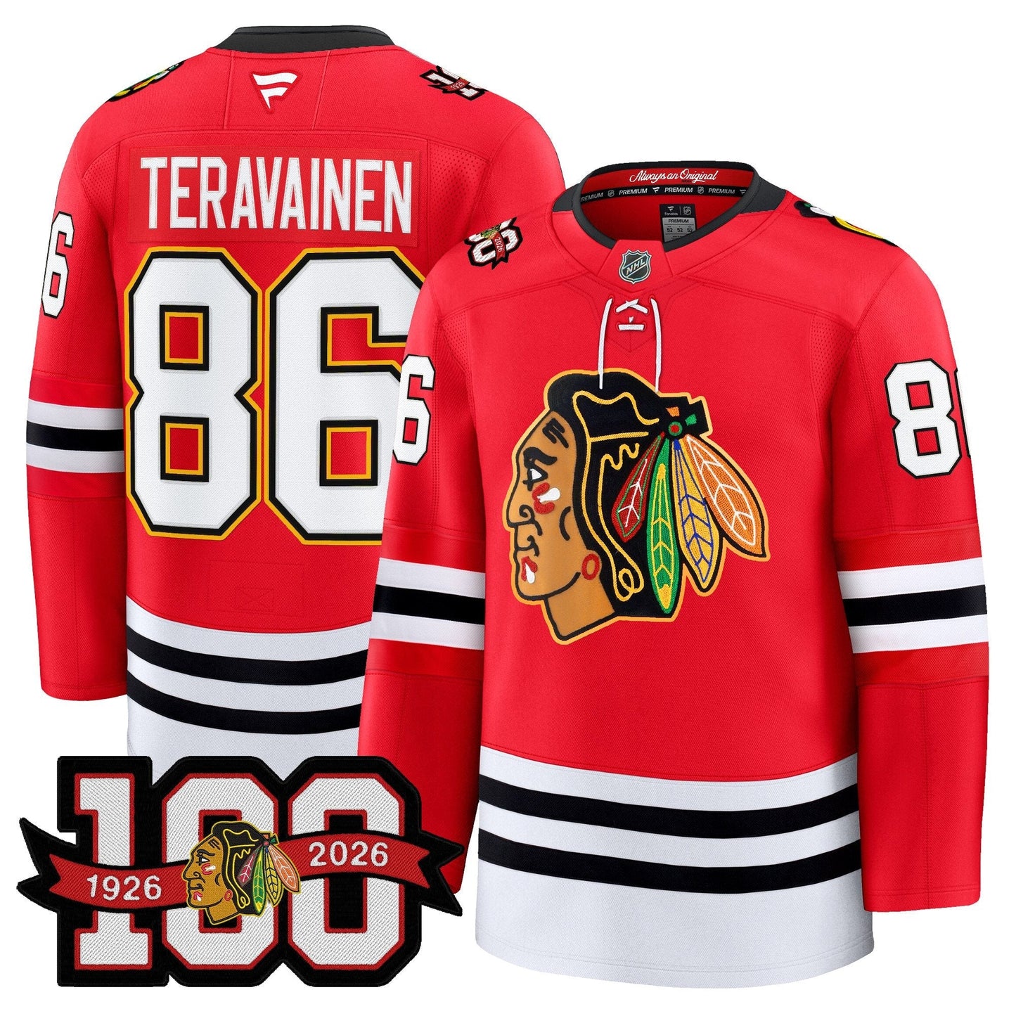 Men's Chicago Blackhawks 100th Anniversary Premium Jersey - All Stitched