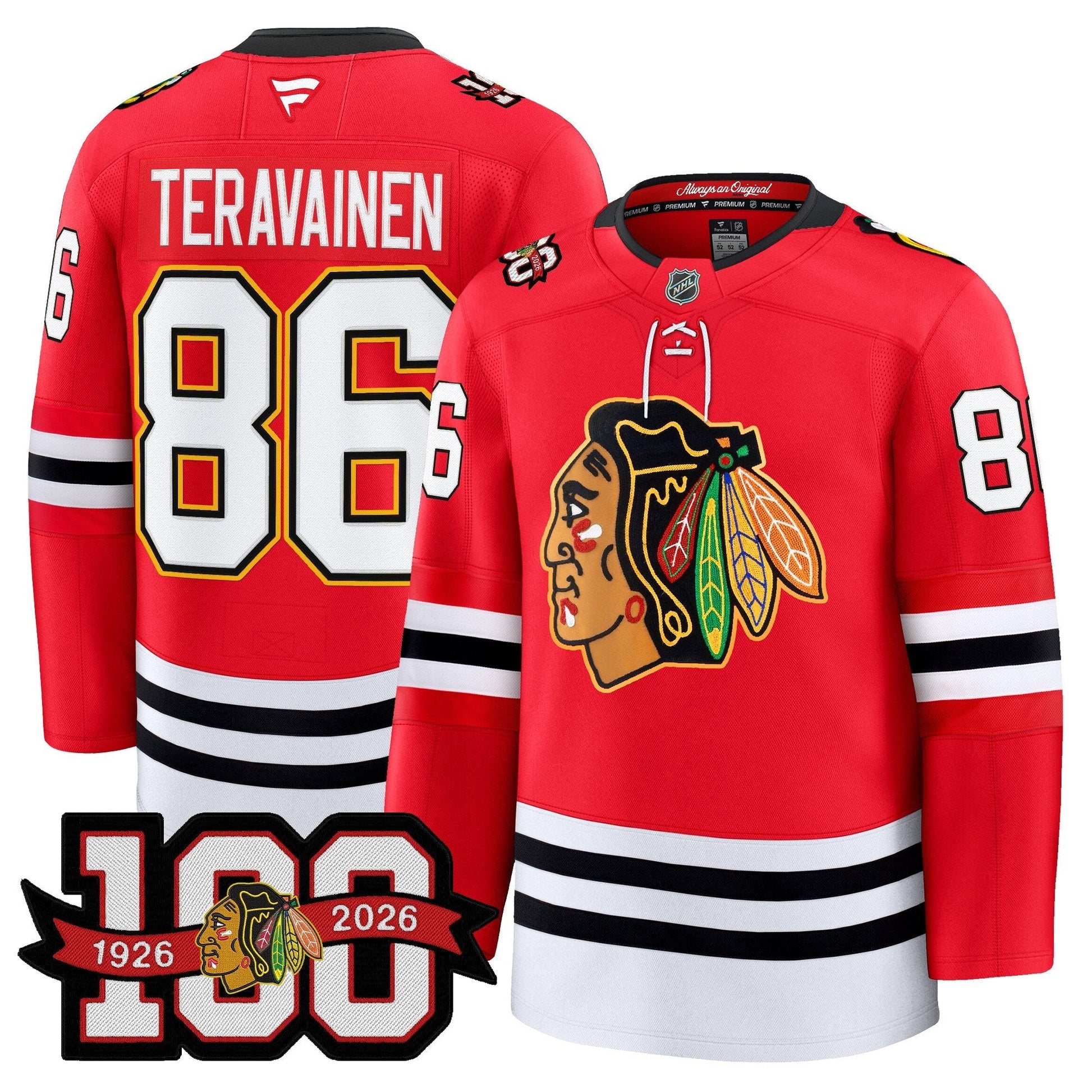 Men's Chicago Blackhawks 100th Anniversary Premium Jersey - All Stitched