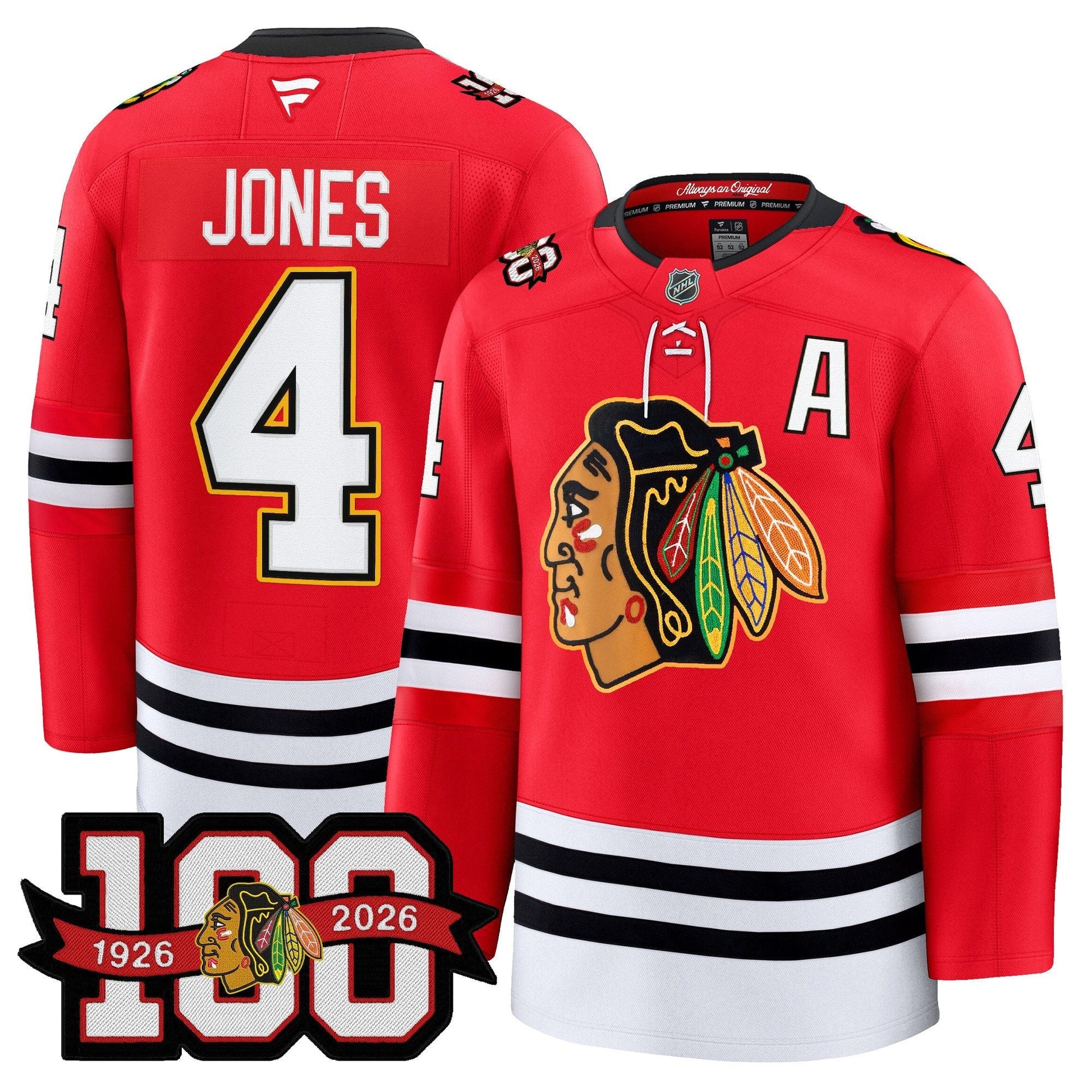 Men's Chicago Blackhawks 100th Anniversary Premium Jersey - All Stitched