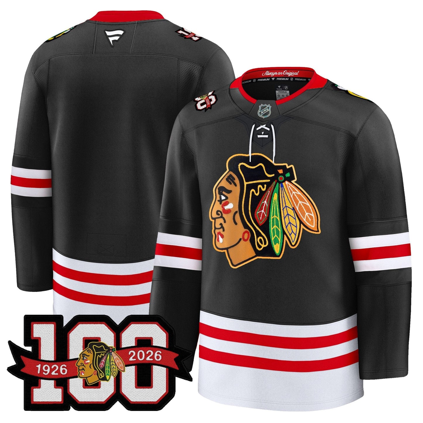 Men's Chicago Blackhawks 100th Anniversary Premium Jersey - All Stitched