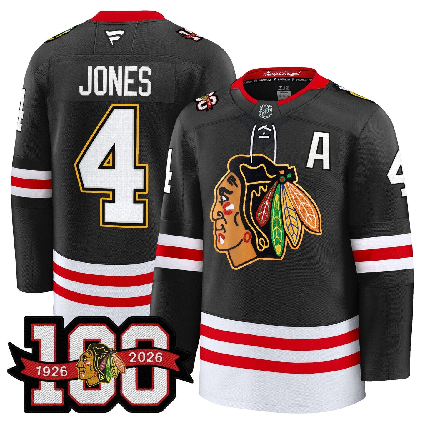 Men's Chicago Blackhawks 100th Anniversary Premium Jersey - All Stitched