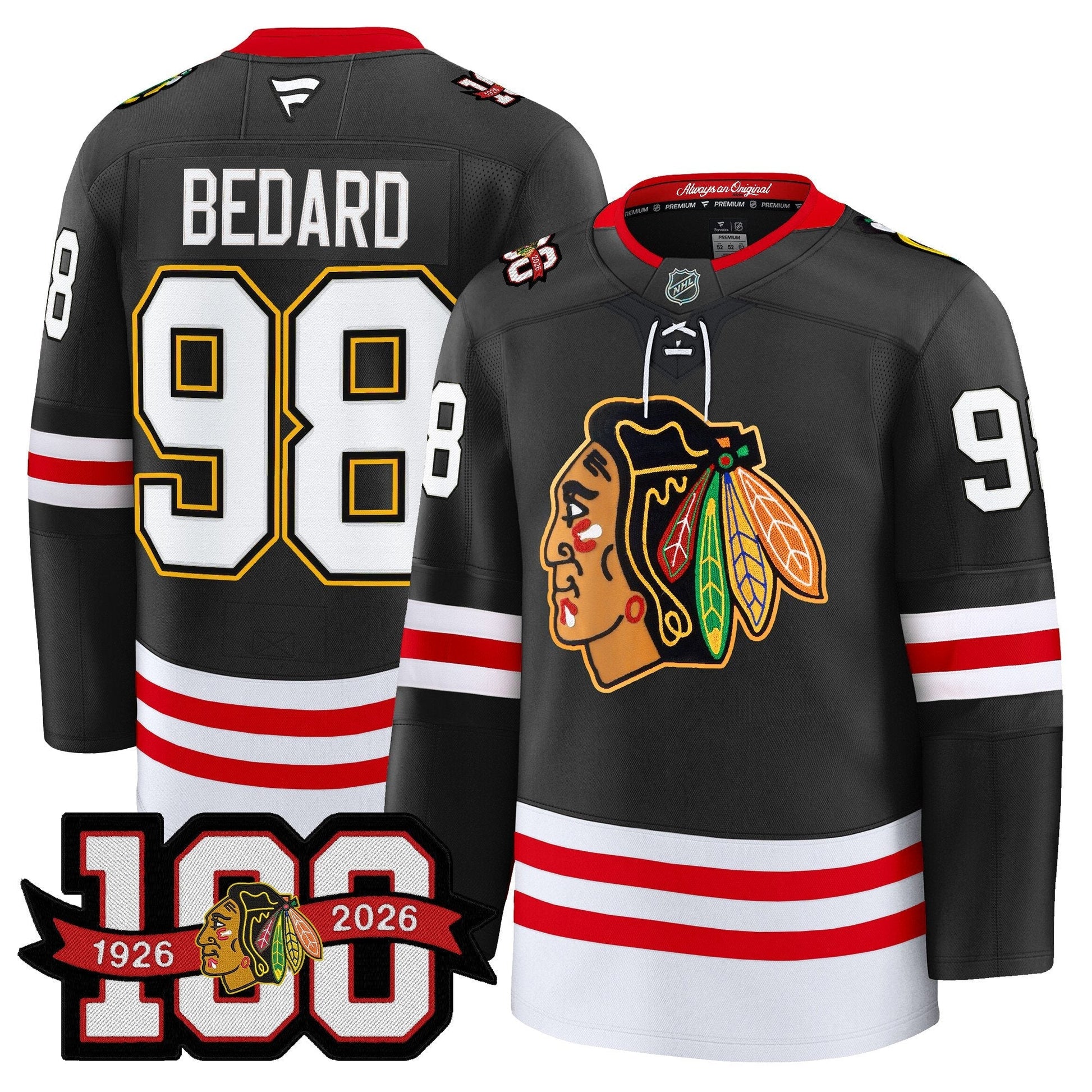 Men's Chicago Blackhawks 100th Anniversary Premium Jersey - All Stitched