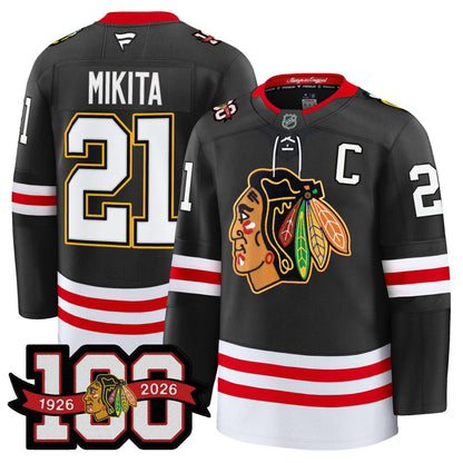 Men's Chicago Blackhawks 100th Anniversary Premium Jersey - All Stitched