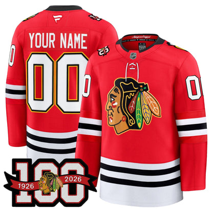 Chicago Blackhawks 100th Anniversary Premium Custom Jersey - All Stitched