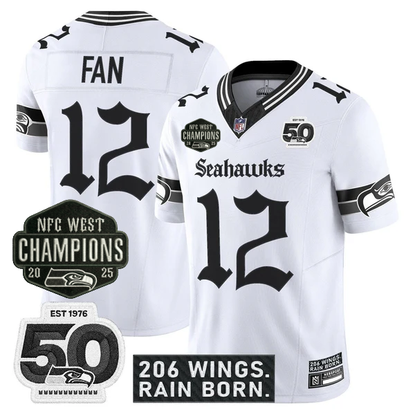 SEA 2026 NFC West Champions 'Gothic Rain City Shadows Edition' Jersey - 50th Anniversary Patch - All Stitched