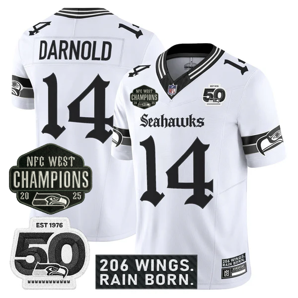 SEA 2026 NFC West Champions 'Gothic Rain City Shadows Edition' Jersey - 50th Anniversary Patch - All Stitched