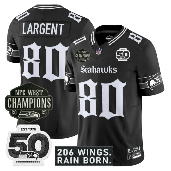 SEA 2026 NFC West Champions 'Gothic Rain City Shadows Edition' Jersey - 50th Anniversary Patch - All Stitched
