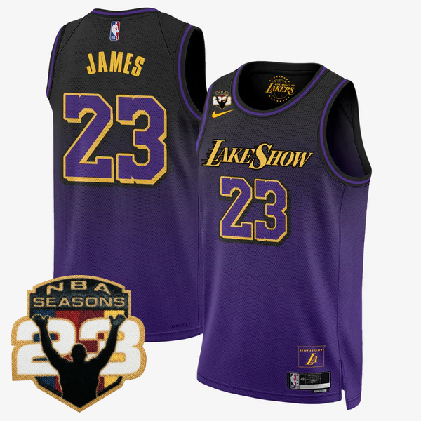 LAL LeBron Jame 23 Seasons Patch Special Jersey - All Stitched