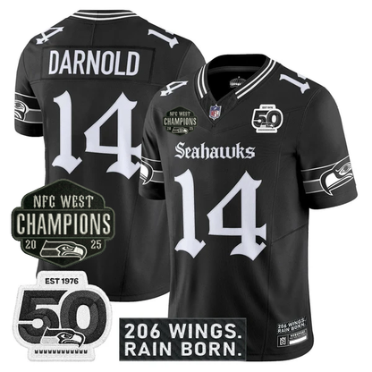 SEA 2026 NFC West Champions 'Gothic Rain City Shadows Edition' Jersey - 50th Anniversary Patch - All Stitched