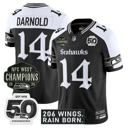 SEA 2026 NFC West Champions 'Gothic Rain City Shadows Edition' Jersey - 50th Anniversary Patch - All Stitched