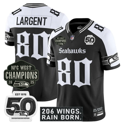 SEA 2026 NFC West Champions 'Gothic Rain City Shadows Edition' Jersey - 50th Anniversary Patch - All Stitched