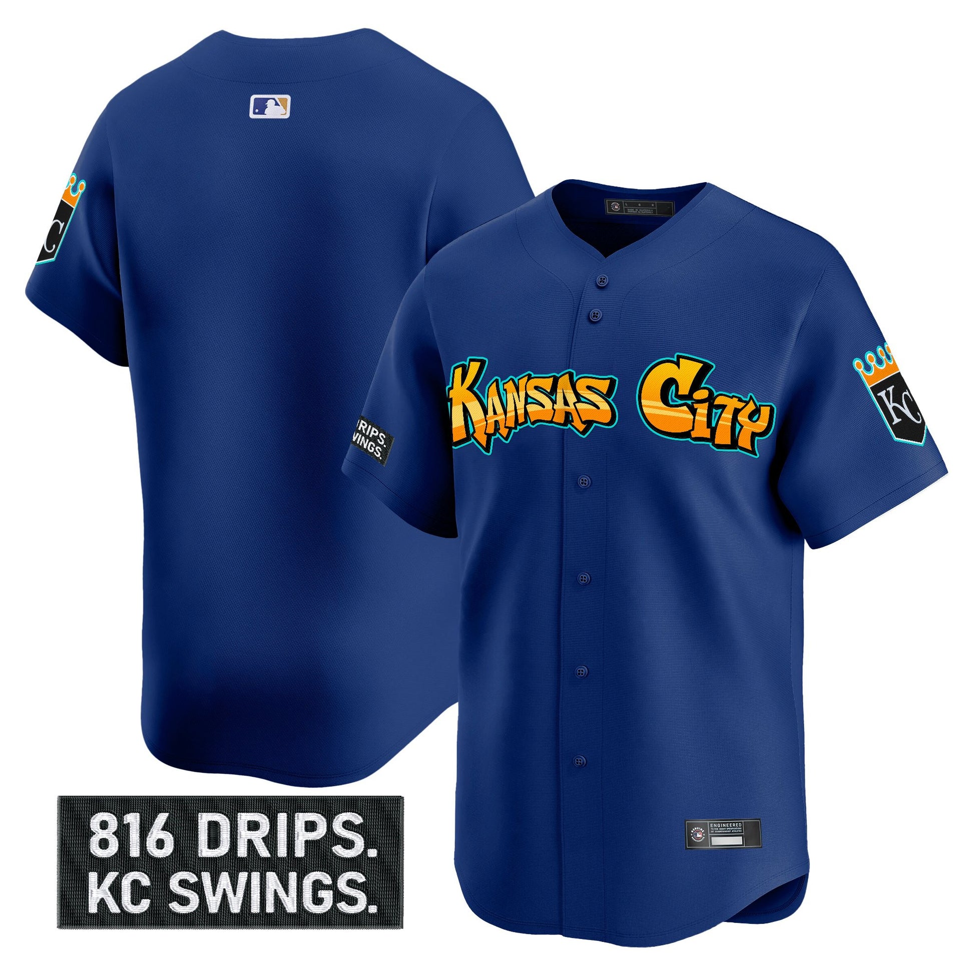 Men's Kansas City Royals 'Graffiti Crown Drop Edition' Vapor Premier Limited Jersey - All Stitched